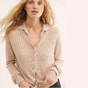 Like new Free People crocheted Betty tie front cardigan